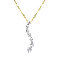 AGS Certified 1/2ct TW Journey Diamond Pendant Necklace in 10K Gold on an 18 inch 10K Gold Chain | Real Diamonds in Real 10K White Gold or Yellow Gold
