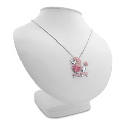 Sterling Silver Pink Poodle Pendant Necklace for Women made with Swarovski Crystals
