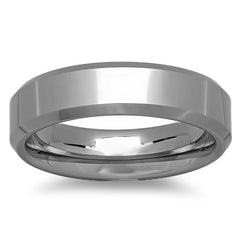 Men's 6mm Beveled Edge  Comfort Fit Tungsten Wedding Band |Available Ring Sizes 8-12 1/2| Wedding Rings for Men