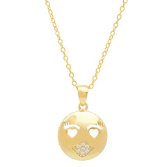 Cubic Zirconia Kissy Face Emoji Pendant-Necklace in Gold Over Sterling Silver on an 18 inch chain