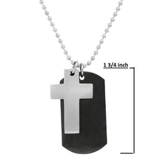 Dog Tag with Cross Necklace on Stainless Steel Chain