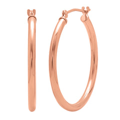 14K Gold 1 inch Diameter Classic Round Hoop Earrings for Women | Real 14K Yellow Gold, 14K White Gold or 14K Rose Gold Hoop Earrings