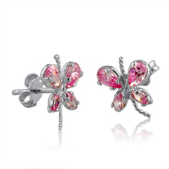 Pink Ice Butterfly Earrings set in Sterling Silver 1ct tgw.