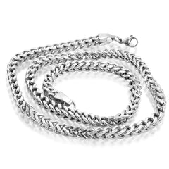 Mens Solid 24 inch Stainless Steel Silver Color Link Chain Necklace