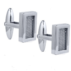 Mens Classic Mesh Patterned Stainless Steel Cufflinks