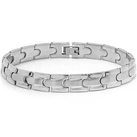 Oxford Ivy Mens Solid Stainless Steel Solid Chain Link Bracelet 8 1/4 inches|Bracelets for Men