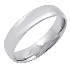 Men's 14K White Gold 5mm Comfort Fit Plain Wedding Band (Available Ring Sizes 8-12 1/2) Size 10.5
