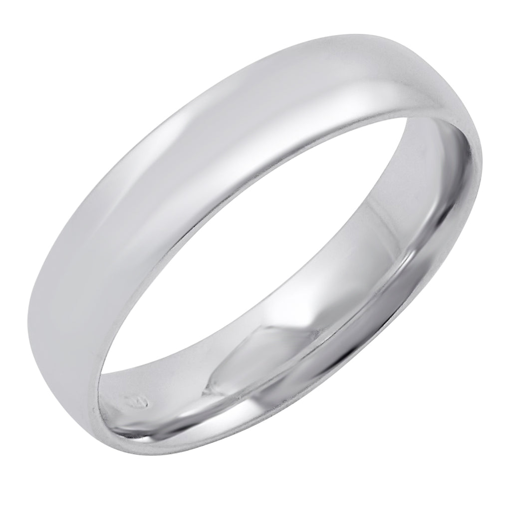 Men's 14K White Gold 5mm Comfort Fit Plain Wedding Band (Available Ring Sizes 8-12 1/2) Size 12
