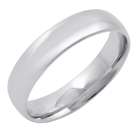 Men's 14K White Gold 5mm Comfort Fit Plain Wedding Band (Available Ring Sizes 8-12 1/2) Size 12.5