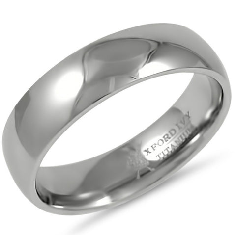 6mm Mens Comfort Fit Titanium Plain Classic Wedding Band ( Available Ring Sizes 8-12 1/2)