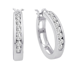 Certified Genuine Natural Diamond Round Hoop Earrings for Women in 10K Yellow or 10K White Gold |Choose 1/2ct tw or 1ct tw-IGI or AGS Certified Diamonds