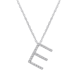 Diamond Initial Pendant Necklaces in 14K White Gold on a 14K White Gold 16 inch Chain| Real Diamond Initial Pendants in Real 14K White Gold