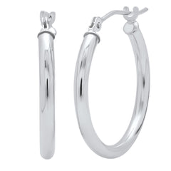 10K Yellow Gold or White Gold Classic Round Hoop Earrings for Women |Available from 1/2 to 2 inches | Real 10K Solid Gold Hoops