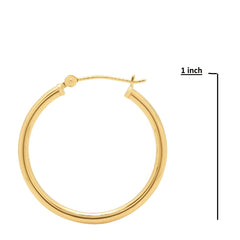 Amanda Rose Collection 10K Yellow Gold or White Gold Classic Round Hoop Earrings for Women |Available from 1/2 to 2 inches | Real 10K Solid Gold Hoops