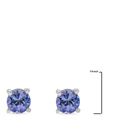 Tanzanite Solitaire Stud Earrings for Women Crafted in Sterling Silver