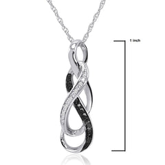 Black and White Diamond Infinity Pendant Necklace in Sterling Silver for Women |Real Diamonds in Real Sterling Silver- on an 18 inch Sterling Silver Chain
