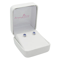 Tanzanite Solitaire Stud Earrings for Women Crafted in Sterling Silver