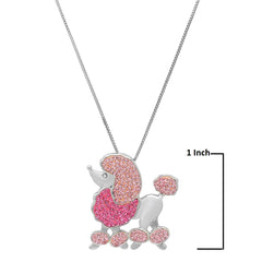 Sterling Silver Pink Poodle Pendant Necklace for Women made with Swarovski Crystals