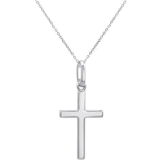 14K White or 14K Yellow Gold Cross Pendant Necklace for Women on a 14K Gold Chain| Real Solid 14K Gold Cross
