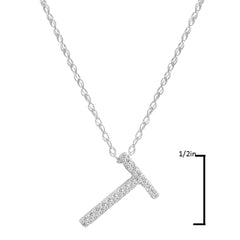 Diamond Initial Pendant Necklaces in 14K White Gold on a 14K White Gold 16 inch Chain| Real Diamond Initial Pendants in Real 14K White Gold