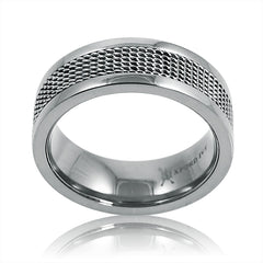 Mens 8mm Titanium Comfort Fit Mesh Inlay Wedding Band (Choose Your Ring Size 8-12 1/2)