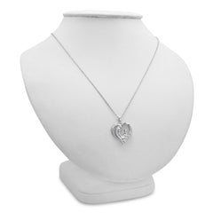 Mother and Child Diamond Heart Pendant in Sterling Silver on an 18 inch Sterling Silver Chain