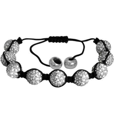 10mm Crystal Disco Ball Shamballa Bracelet Adjustable from 6 to 9 inches