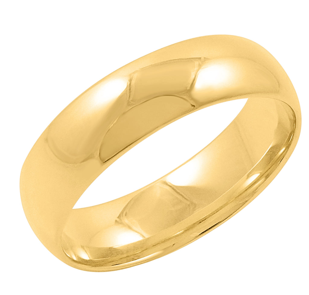 Men's 14K Yellow Gold 6mm Comfort Fit Plain Wedding Band  (Available Ring Sizes 8-12 1/2) Size 8
