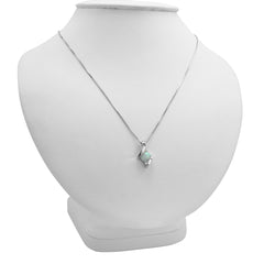 Sterling Silver Created Gemstone and Natural Diamond Pendant Necklace on an 18 inch Sterling Silver Chain| Necklaces for Women