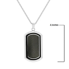 Stainless Steel with Carbon Fiber Dog Tag Necklace
