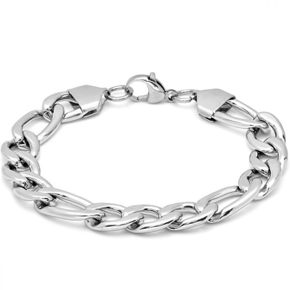 Men's Stainless Steel Figaro Chain Link Bracelet  8 1/2 inch|Jewerly for Men