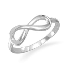 Amanda Rose Polished Sterling Silver Infinity Ring (Available sizes 5-9)