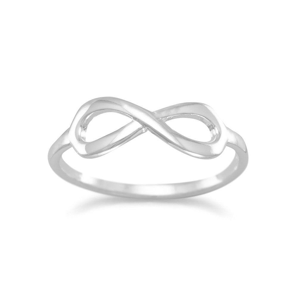 Amanda Rose Polished Sterling Silver Infinity Ring (Available sizes 5-9)