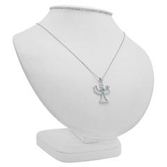 Swiss Blue and White Topaz Angel Pendant-Necklace in Sterling Silver