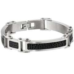 Men's Stainless Steel Link Bracelet with Black Stingray