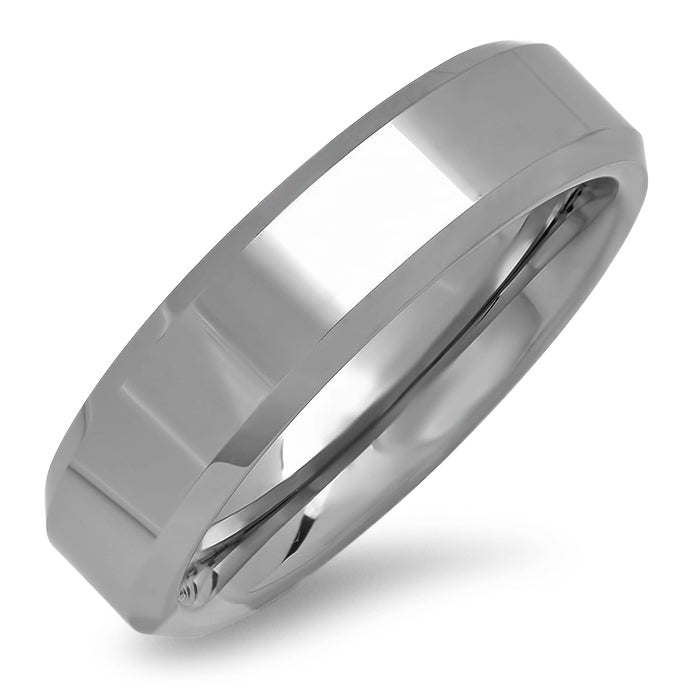 Men's 6mm Beveled Edge  Comfort Fit Tungsten Wedding Band |Available Ring Sizes 8-12 1/2| Wedding Rings for Men