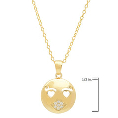Cubic Zirconia Kissy Face Emoji Pendant-Necklace in Gold Over Sterling Silver on an 18 inch chain