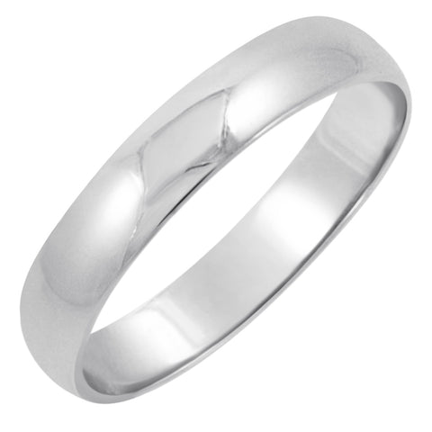 Men's 14K White Gold 4mm Traditional Fit Plain Wedding Band  (Available Ring Sizes 7-12 1/2) Size 11.5