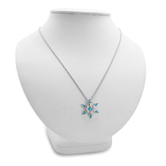 Sterling Silver Snowflake Pendant-Necklace made with SWAROVSKI CRYSTALS on an 18 inch Sterling Silver Chain