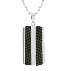 Men's Stainless Steel Textured Black Dog Tag Pendant Necklace on a 22 inch chain | Men's Necklaces Chains