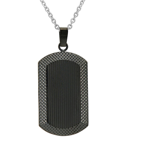 Men's Black Plated Stainless Steel  Dog Tag Necklace