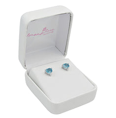 2ct Heart Shape Swiss BlueTopaz Stud Earrings in Sterling Silver 6mm