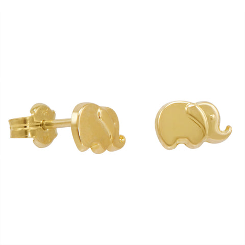 Amanda Rose 14k Yellow Gold Elephant Post Earrings