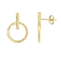 Amanda Rose Bar Circle Stud Earrings in 14k Gold