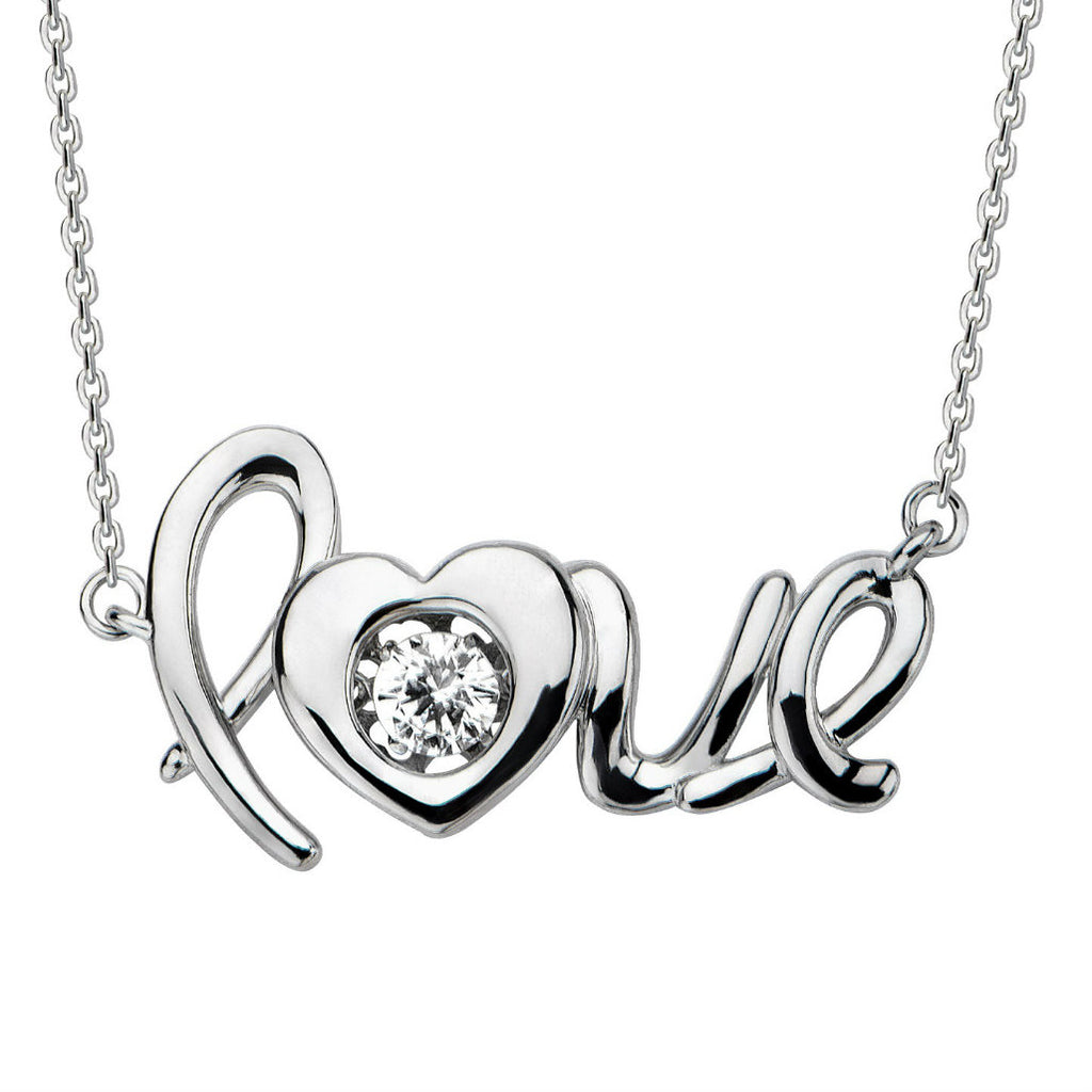 Sterling Silver Gems in Motion LOVE Pendant Necklace made with Swarovski Zirconia