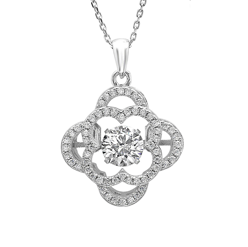 Sterling Silver Simulated Diamond Gems in Motion Pendant Necklace made with Swarovski Zirconia