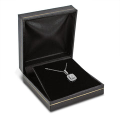 Princess and Round Diamond Invisible Set Necklace in 10K White Gold (.35cttw 18" chain)