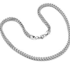 Mens Solid 24 inch Stainless Steel Silver Color Link Chain Necklace