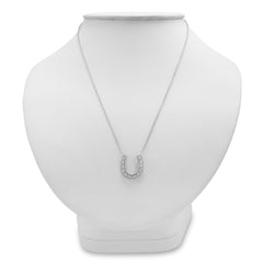Real Diamond Horseshoe Necklace for Women in Sterling Silver| 16 inch or 18 inch |1/10 Carat Total Weight |Real Diamond Necklaces