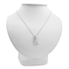 Winged Angel with Heart Diamond Pendant Necklace in Sterling Silver on an 18inch Sterling Silver Chain | Real Diamonds Necklaces for Women